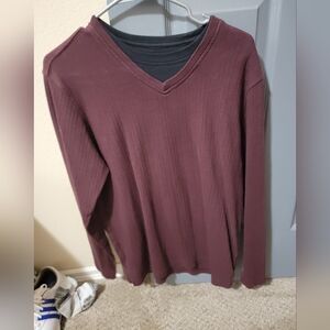Mens Medium Burgundy Sweater Dress Shirt